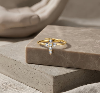 Anello croce argento oro