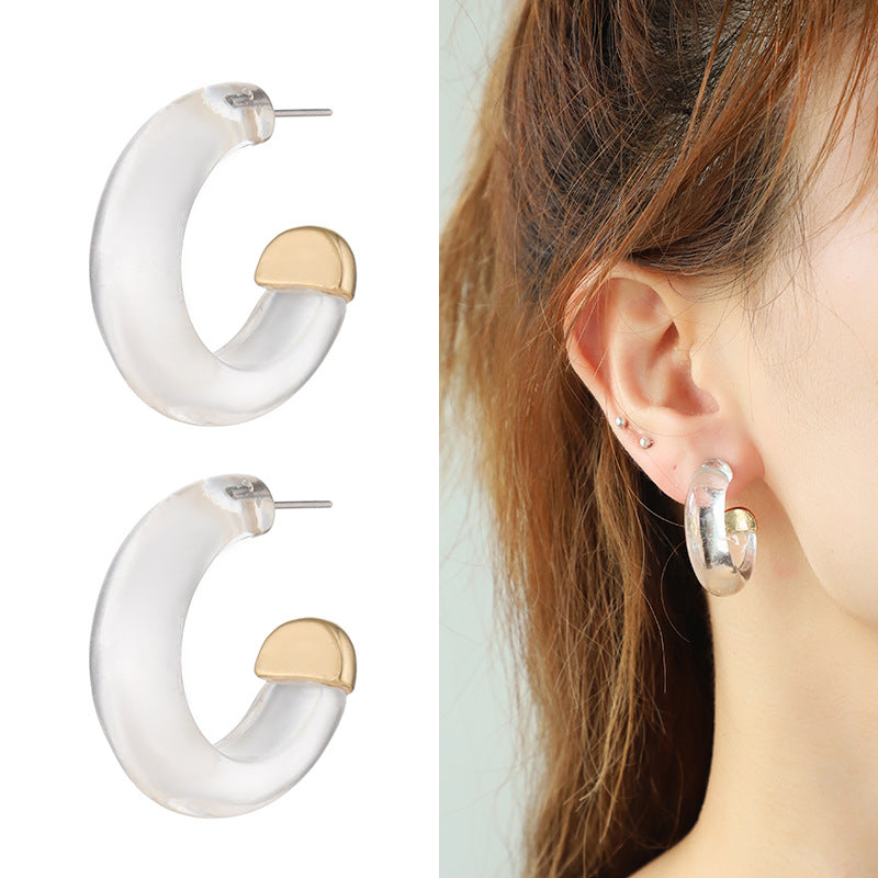 Orecchini resina trasparente con strass