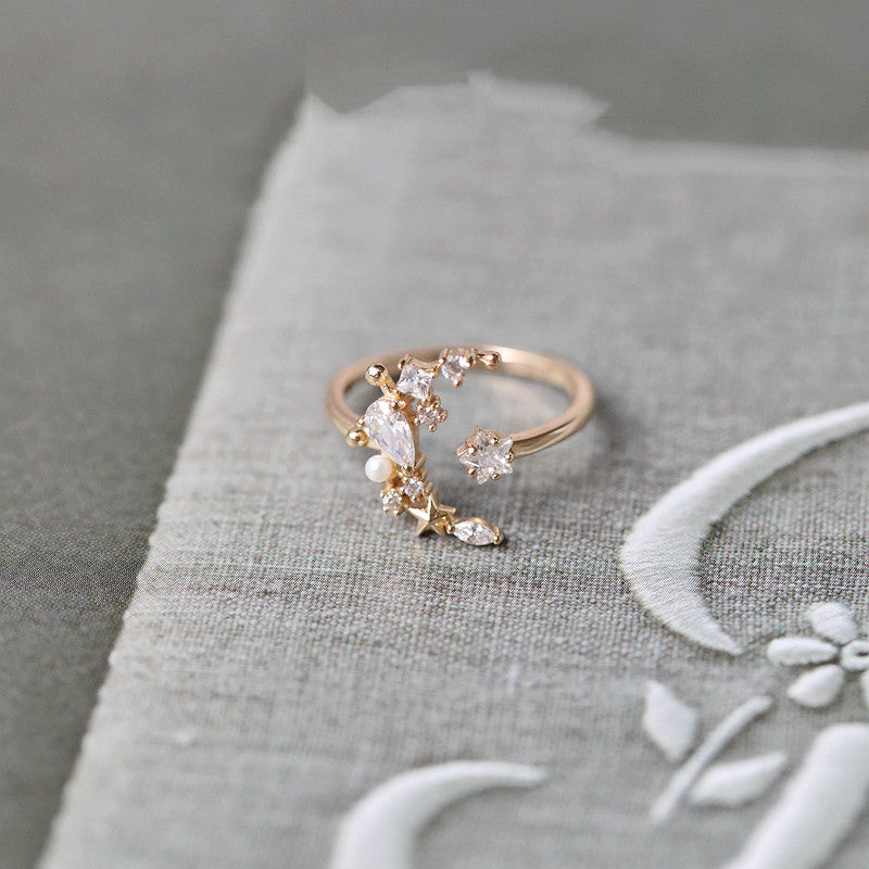 Anello stella e luna argento