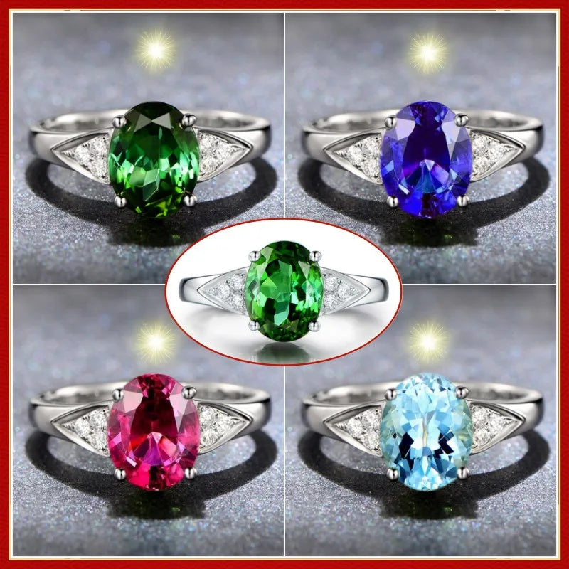 Anello Zirconi Rossi e Blu