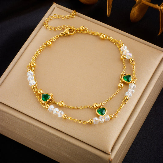 Cavigliera perline verde