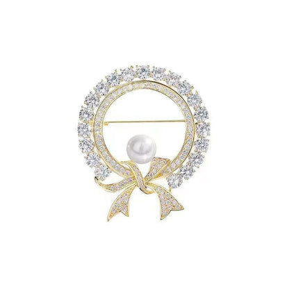 Spilla Fiocco Strass e Perla