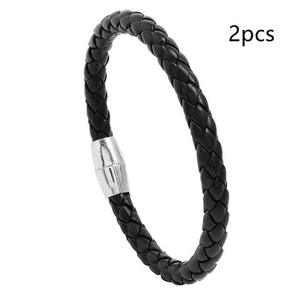 Bracciale pelle intrecciata imitata