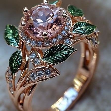 Anello fiore zirconi rosa