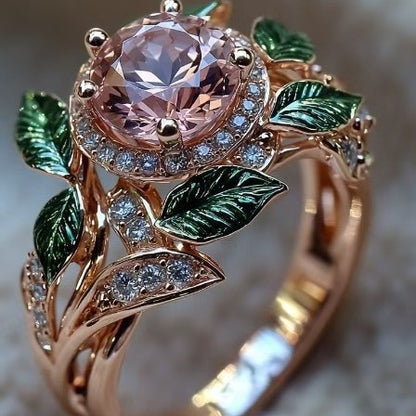 Anello fiore zirconi rosa