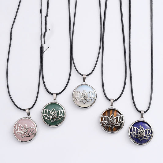Collana ciondolo loto pietra naturale