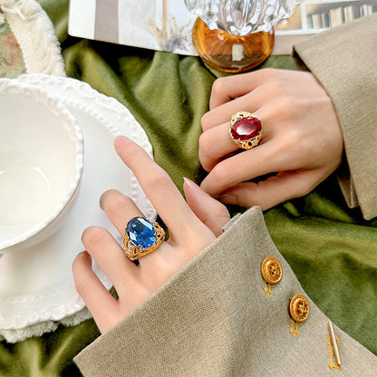 Anello oro cristalli blu