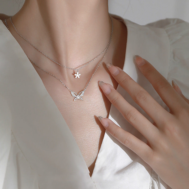 Collana farfalla fiore strass