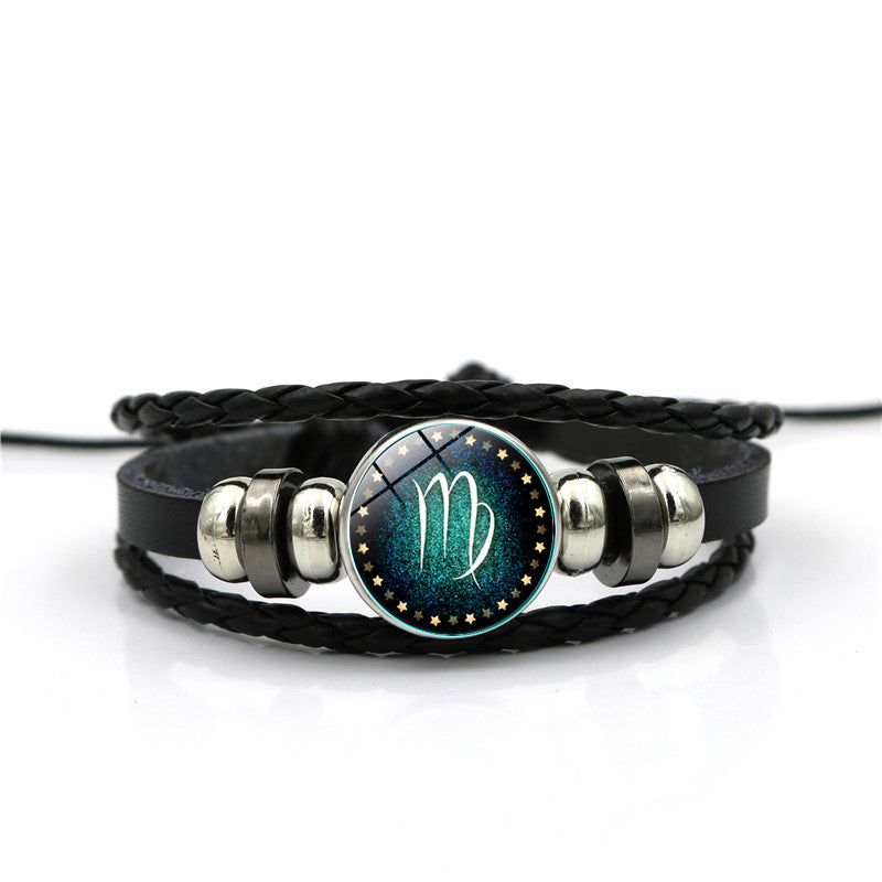 Braccialetto Pelle Intrecciata Zodiaco