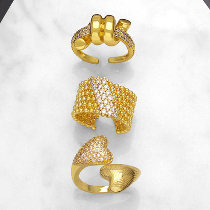 Anello amore zirconi dorato