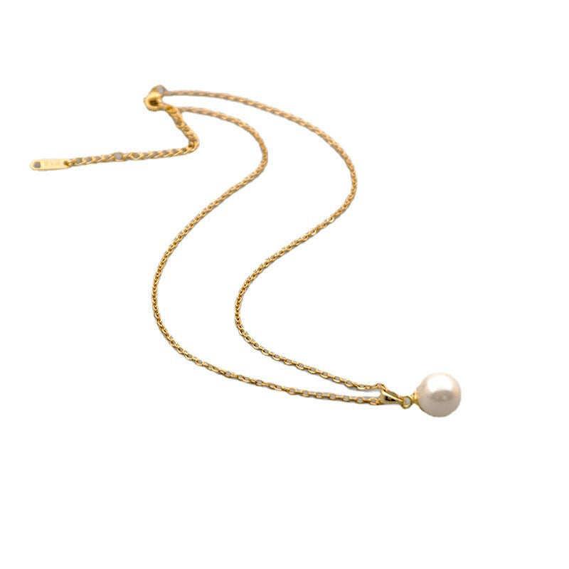Collana perla acciaio titanio catena
