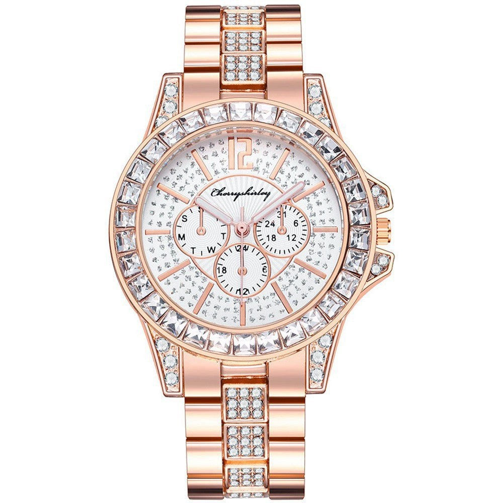 Orologio cronografo acciaio con diamanti