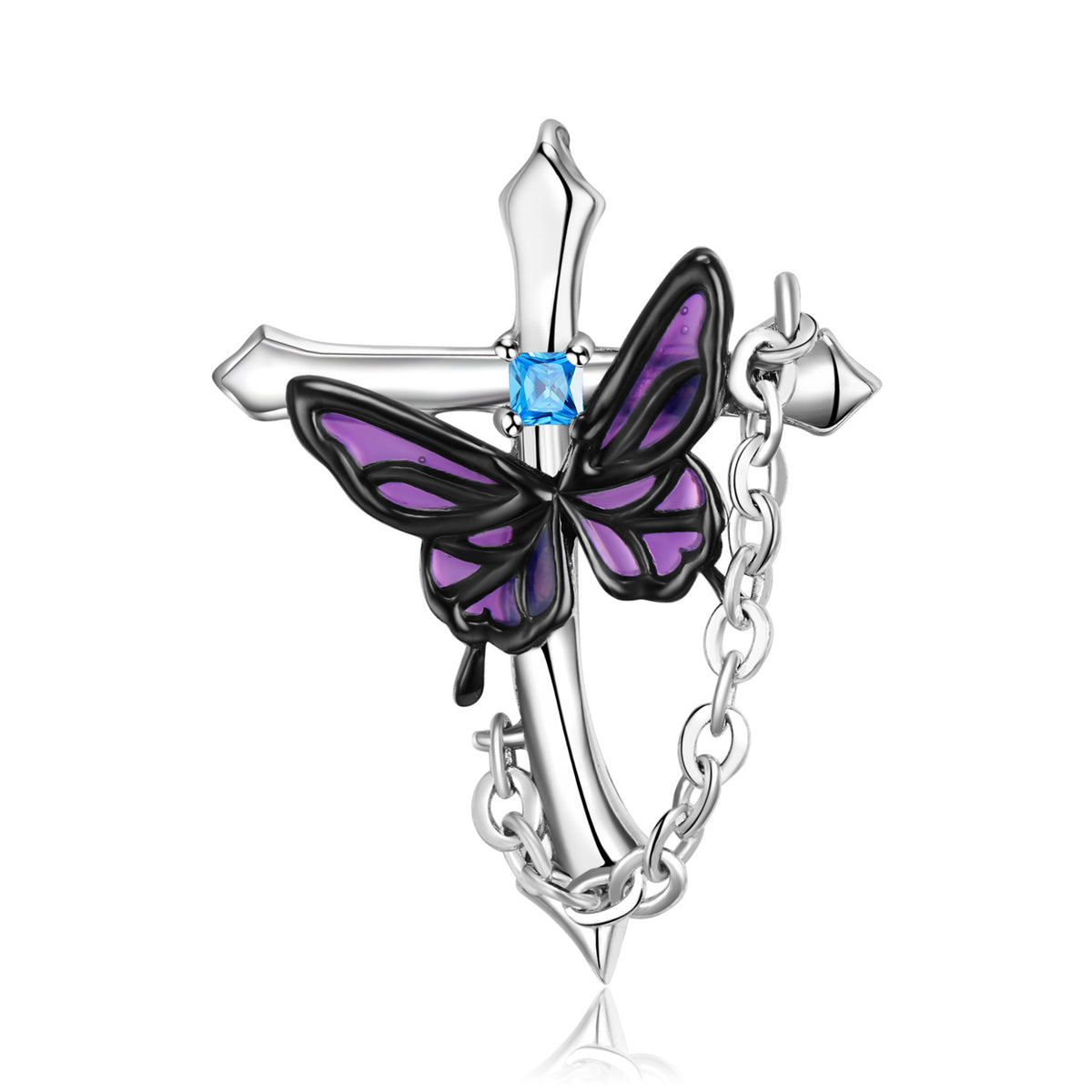 Collana croce farfalla argento