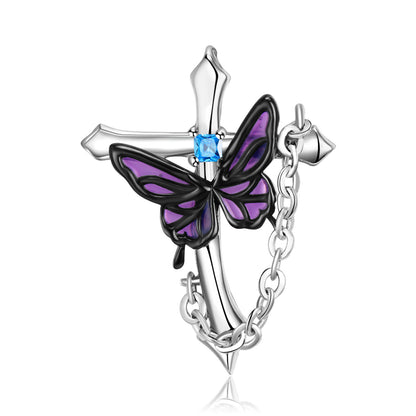 Collana croce farfalla argento