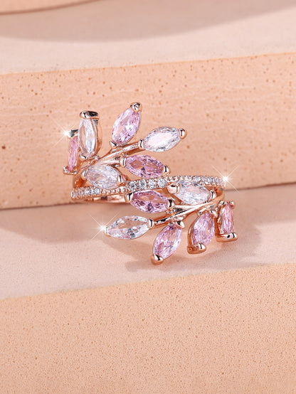 Anello Zircone Foglia