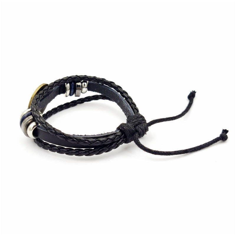 Bracciale pelle intrecciata vintage
