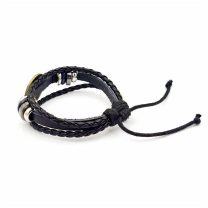 Bracciale pelle intrecciata vintage