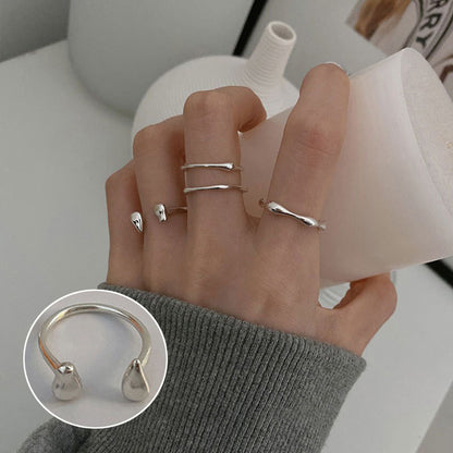 Anello aperto geometrico argento