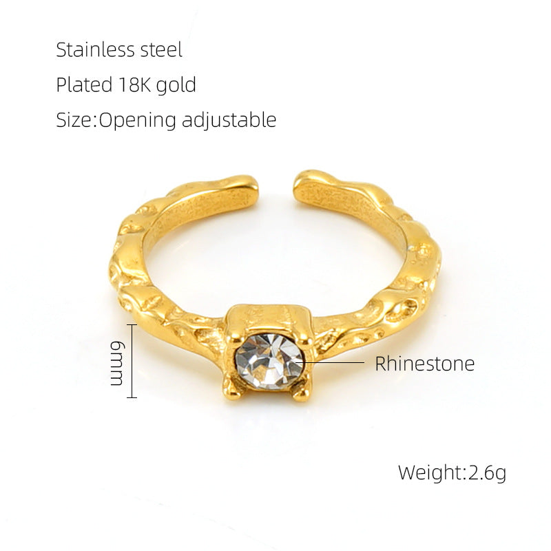 Anello pietra di luna geometrico irregolare