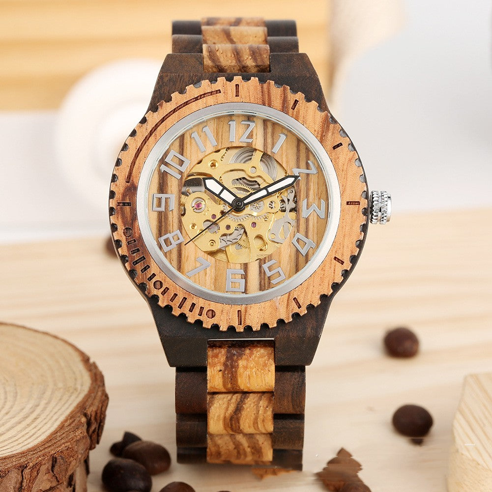 Orologio automatico bambù
