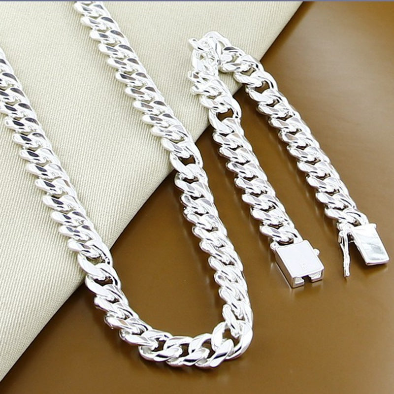 Set collana e braccialetto con fibbia quadrata