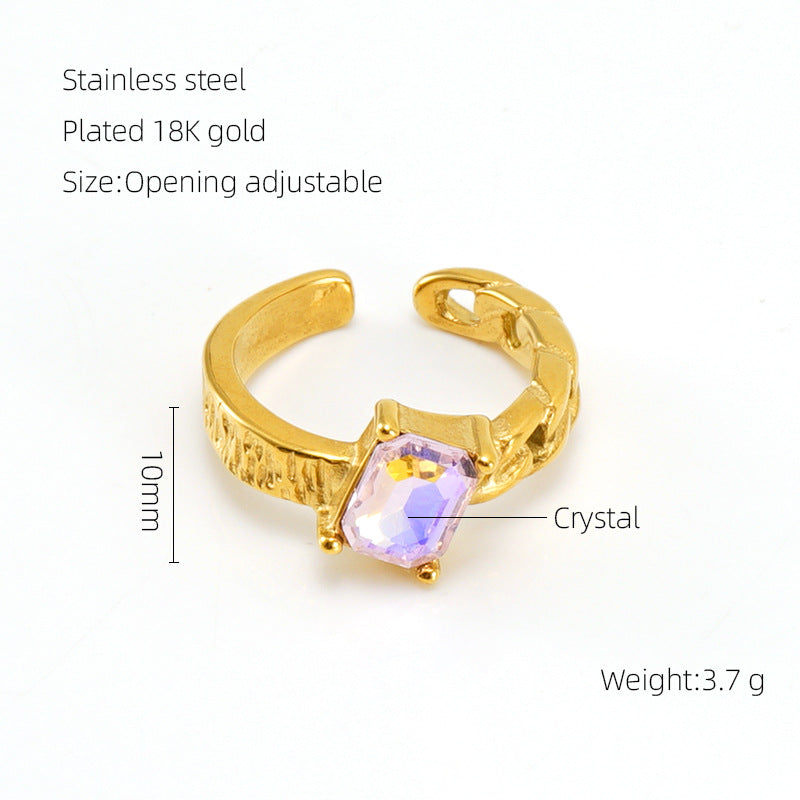 Anello pietra di luna geometrico irregolare