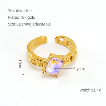 Anello pietra di luna geometrico irregolare