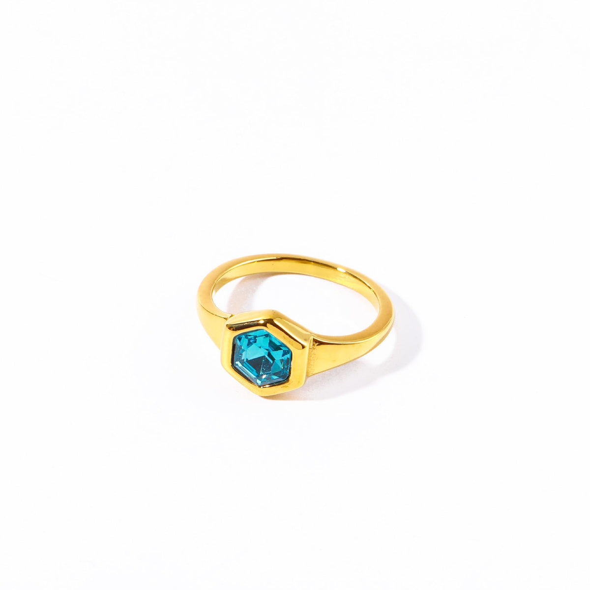 Anello cristallo esagonale