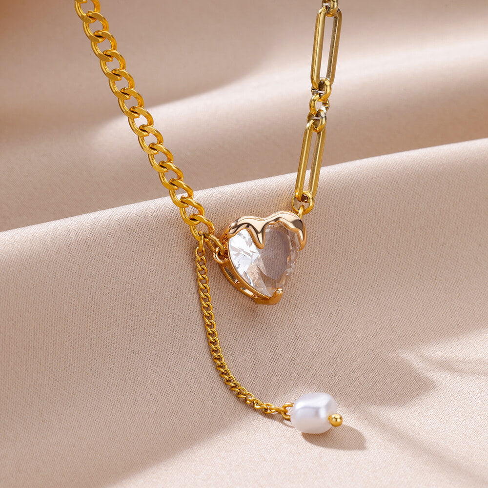 Collana cuore zircone semplice