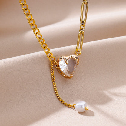 Collana cuore zircone semplice