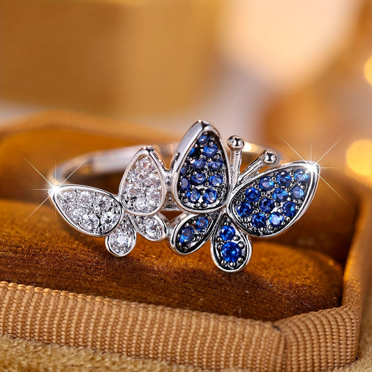 Anello Farfalla Blu e Bianco