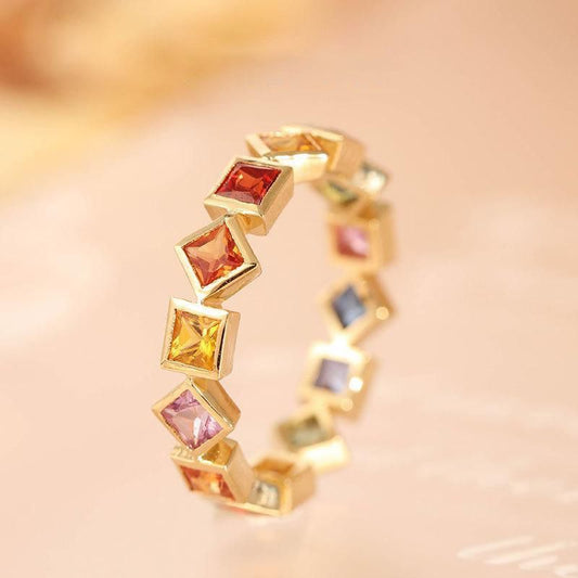Anello cristalli colorati