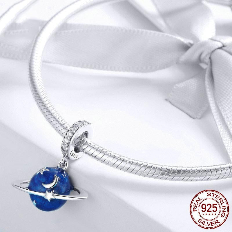 Ciondolo argento pianeta blu