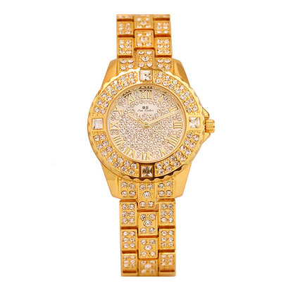 Orologio dorato con cristalli
