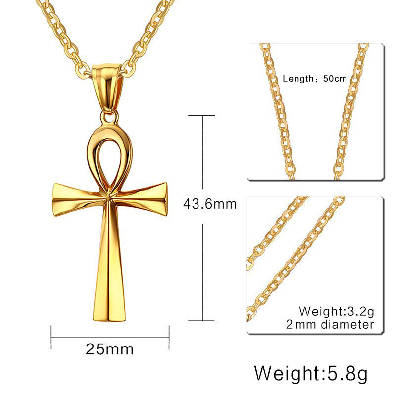 Collana croce dorata acciaio titanio