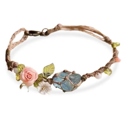 Bracciale acquamarina intrecciato a mano