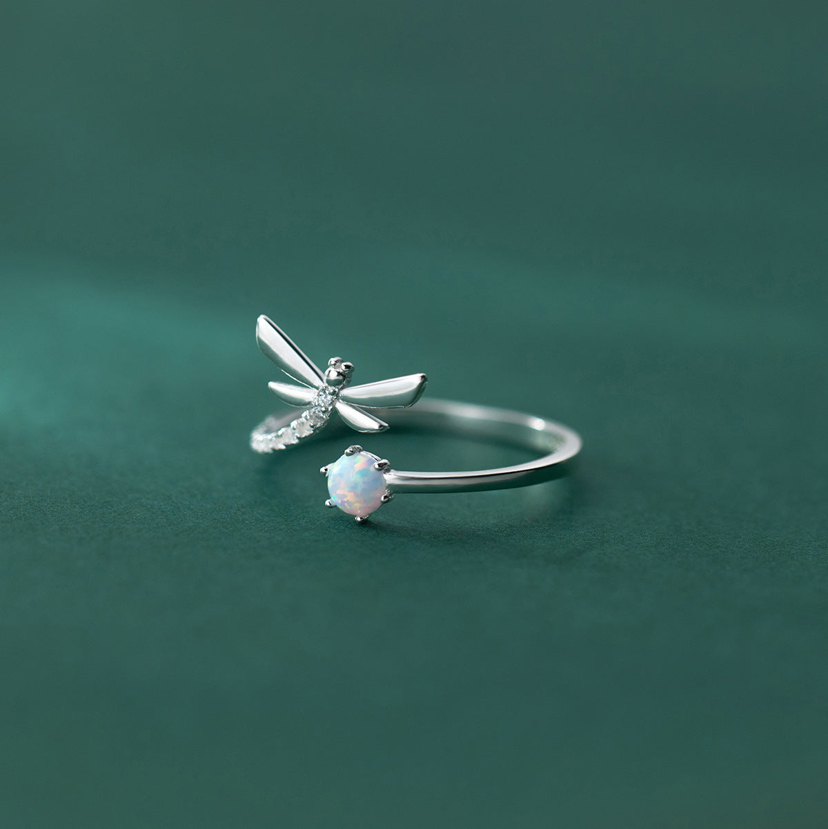 Anello libellula opale
