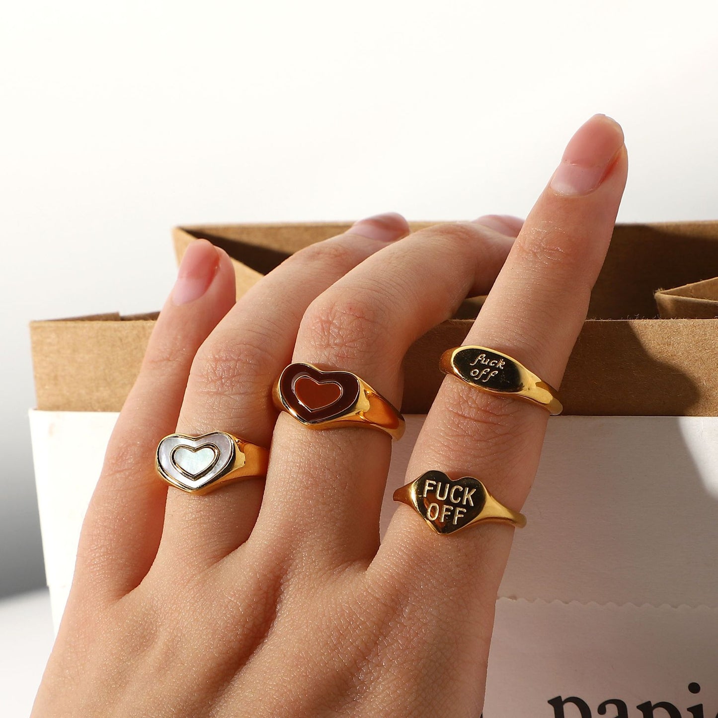 Anello cuore in titanio acciaio