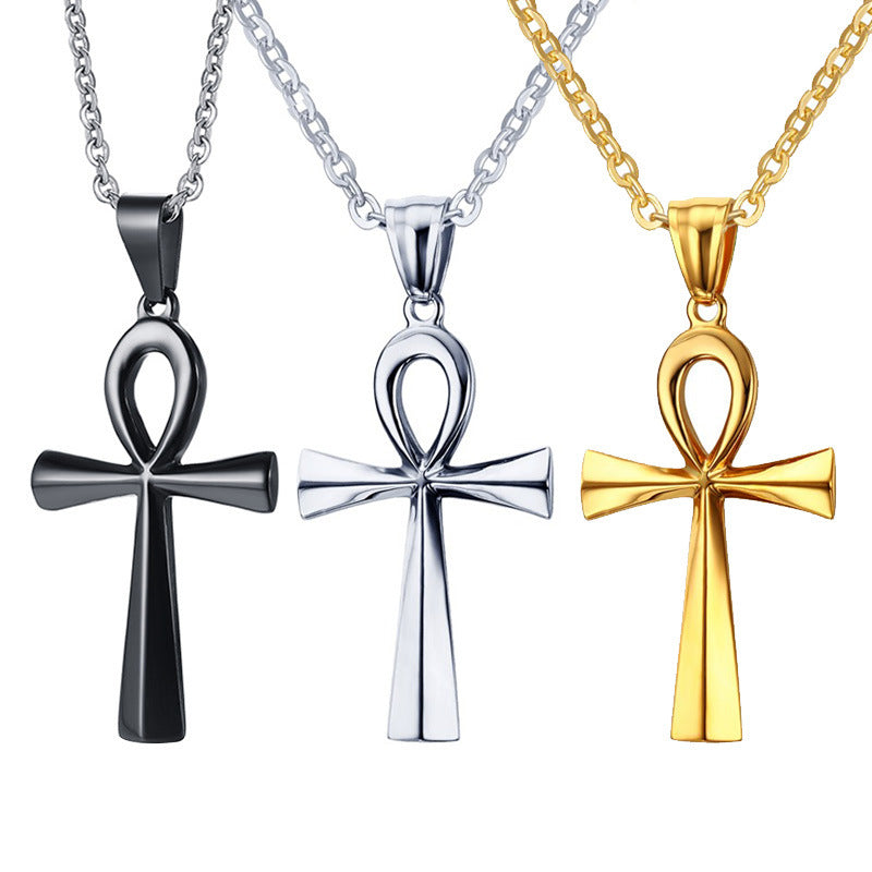 Collana croce dorata acciaio titanio