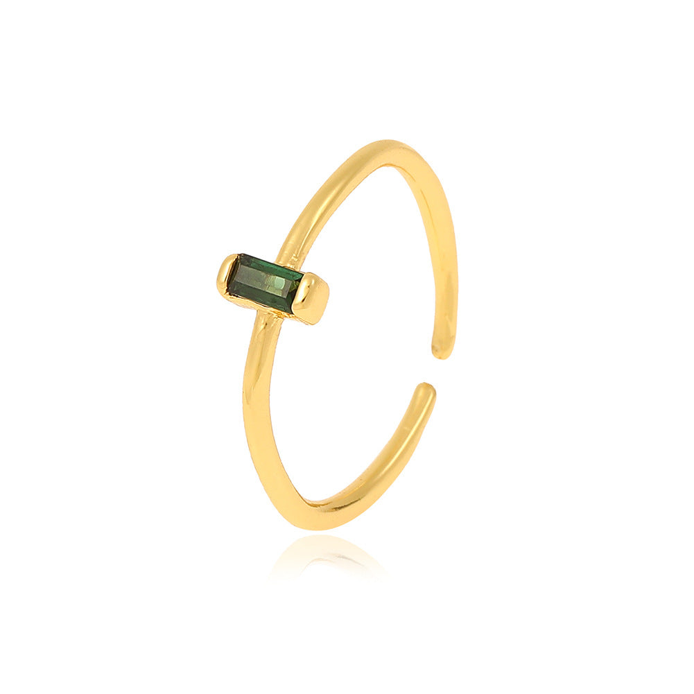 Anello rame rettangolare zirconi