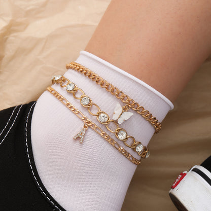 Cavigliera con lettere strass