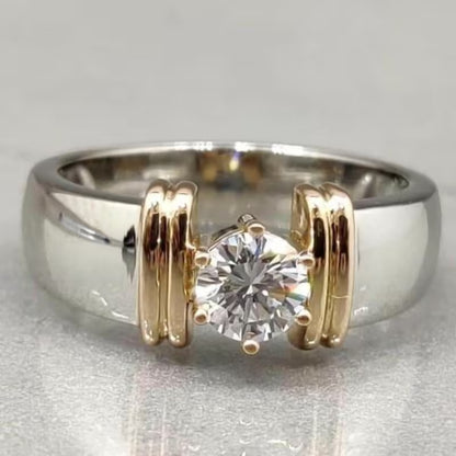 Anello bicolore zirconi tondi