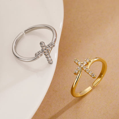 Anello croce geometrica rame oro