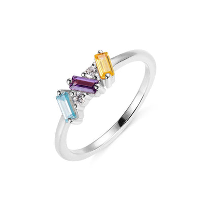 Anello zircone multicolore in acciaio inox