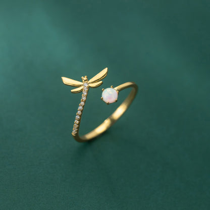 Anello libellula opale