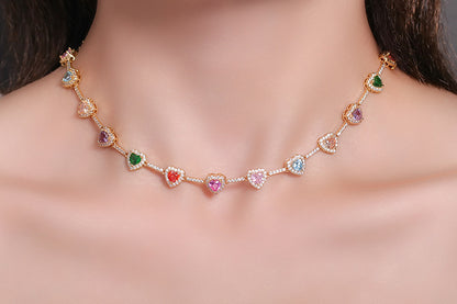 Collana cuore zircone colorata
