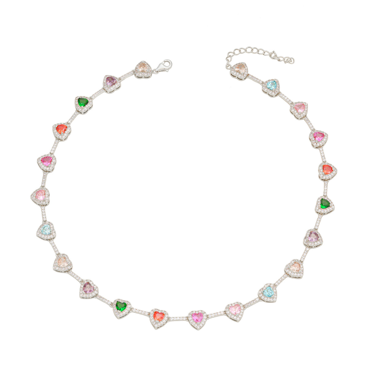 Collana cuore zircone colorata