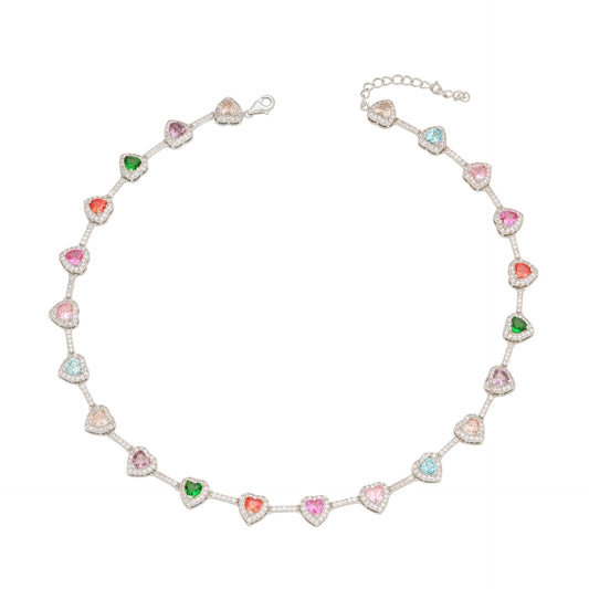 Collana cuore zircone colorata