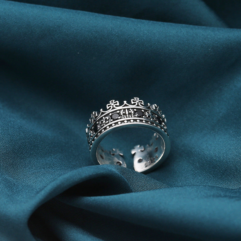 Anello Argento Zirconi Neri