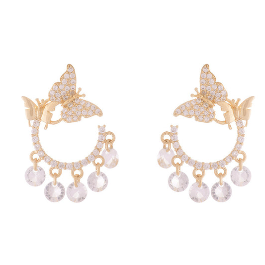 Orecchini farfalla zircone con nappa